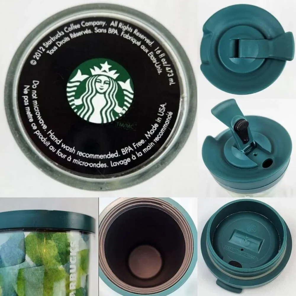 ☕️Starbucks 2012 Blue & Green Watercolor 16oz Travel Tumbler